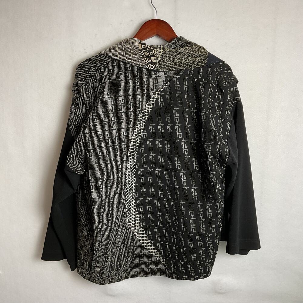 Vintage Donna Jessica Boho Art To Wear Patchwork Blazer Black and White Size 1 - Picture 4 of 12